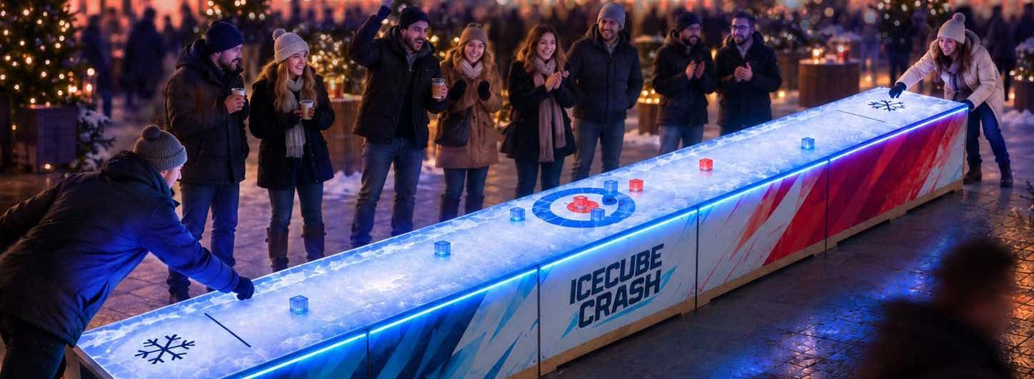 Gäste spielen IceCube Crash auf dem Weihnachtsmarkt