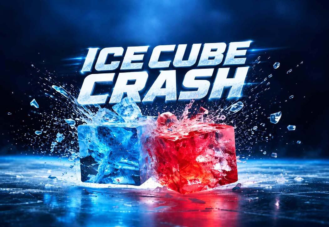 IceCube Crash – blauer und roter Eiswürfel